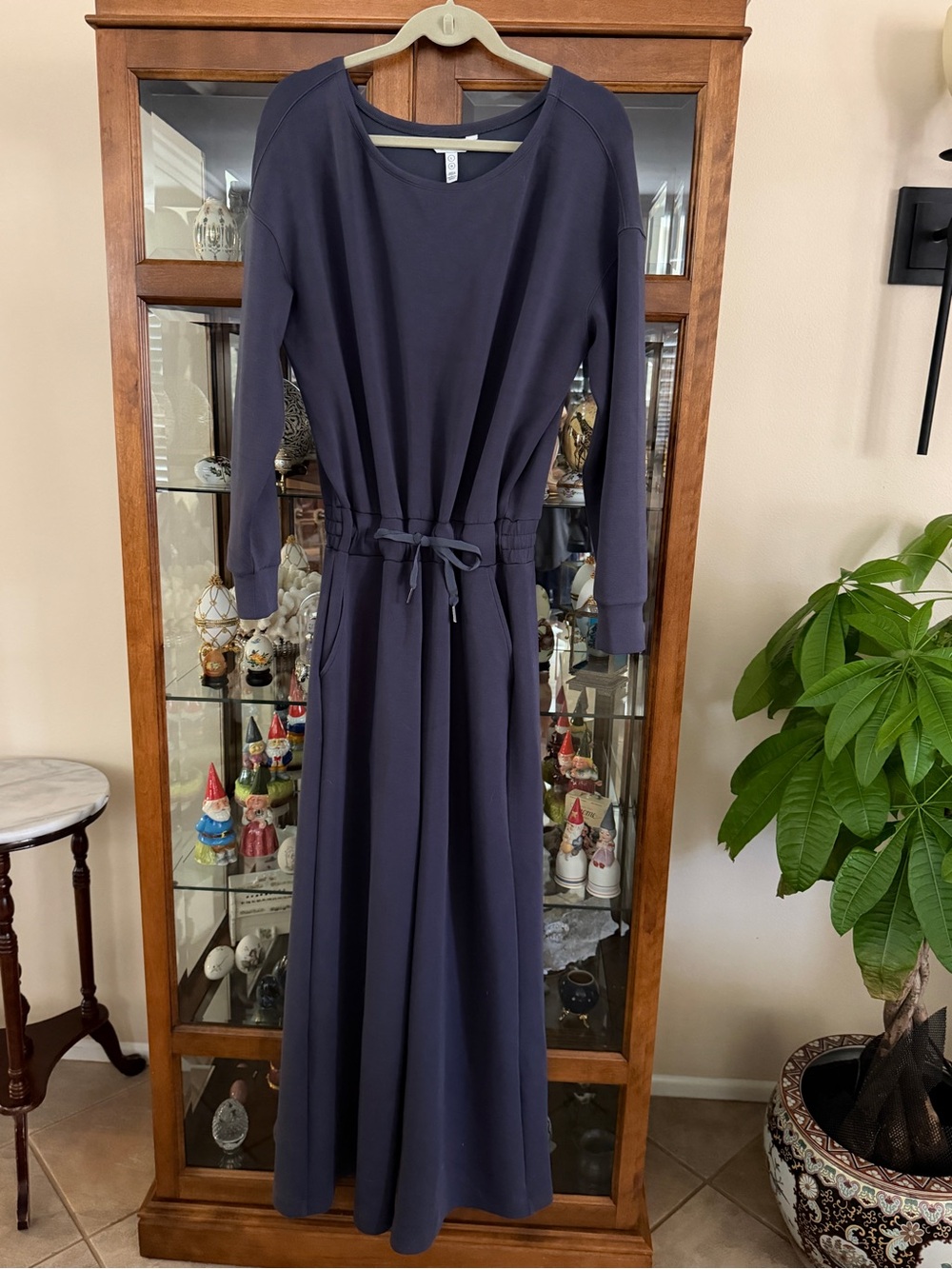 Spanx Long Sleeve Dark Gray Drawstring Waist Jumpsuit